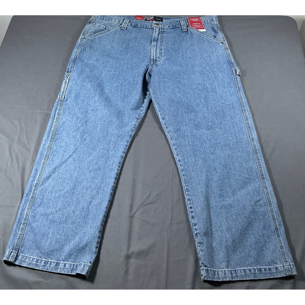 Levi‎ Strauss Signature Mens Carpenter Jeans 42x30 Blue Loose Fit Workwear NWT
